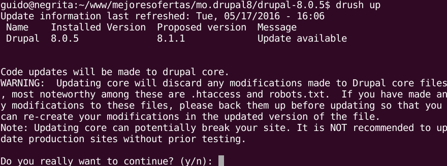 update drupal core 7 drush